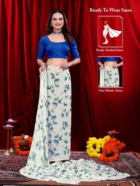 Ready to wear Floral Printed Georgette Saree
