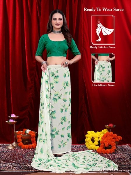 Ready to wear Floral Printed Georgette Saree