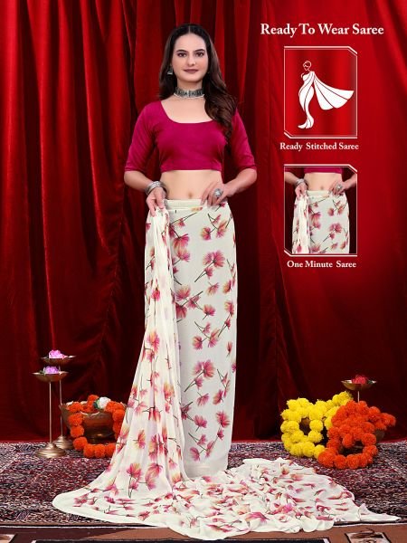 Ready to wear Floral Printed Georgette Saree