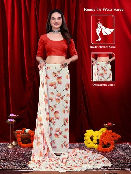 Ready to wear Floral Printed Georgette Saree