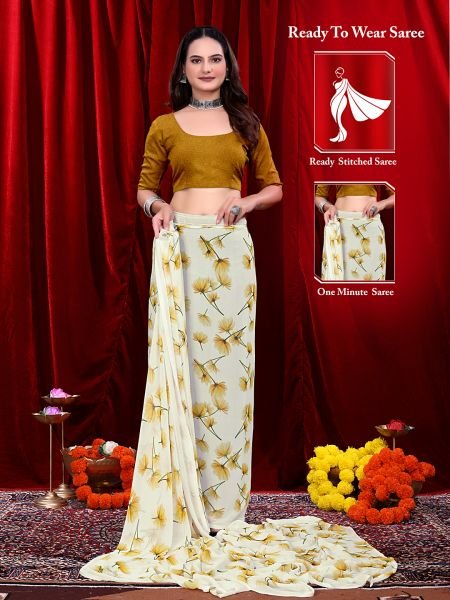 Ready to wear Floral Printed Georgette Saree 