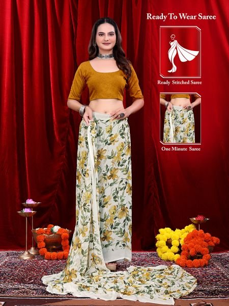 Ready to wear Floral Printed Georgette Saree 