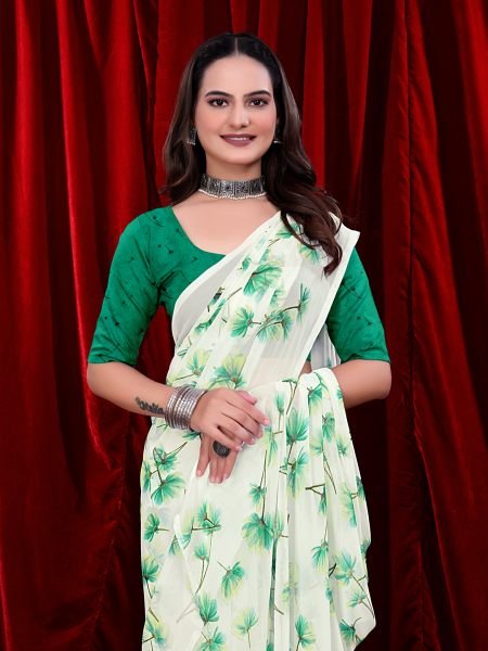 Ready to wear Floral Printed Georgette Saree Ready To Wear Sarees