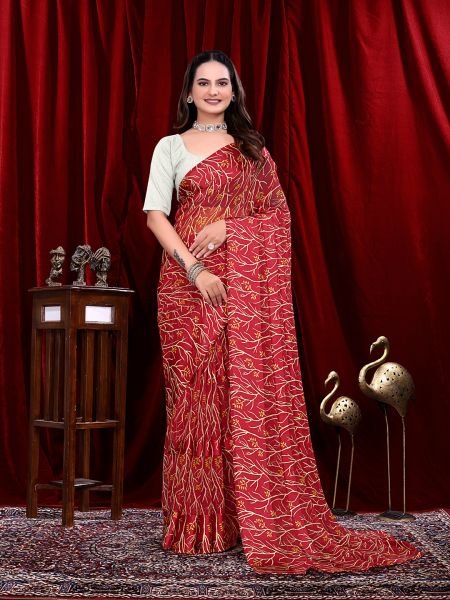Ready to Wear Georgette Pattu Printed Saree Ready To Wear Sarees