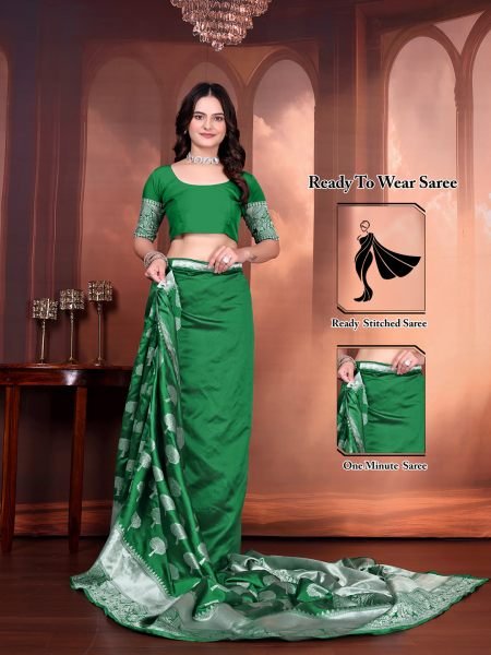 Ready to Wear Jacquard Pure Silk Saree Daily Deals