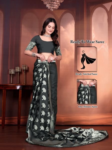 Ready to Wear Jacquard Pure Silk Saree Daily Deals