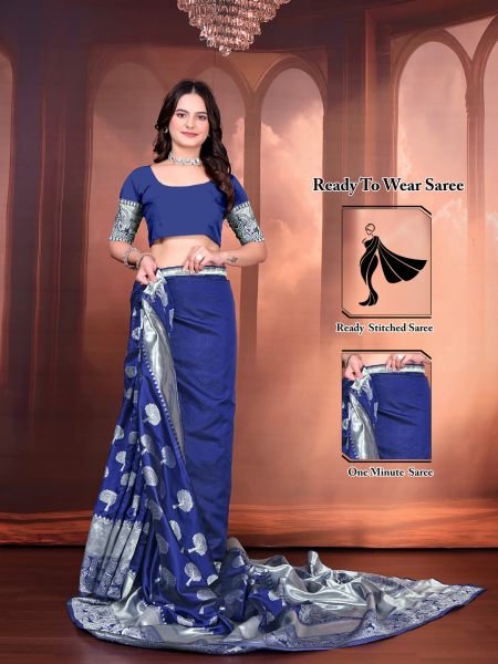 Ready to Wear Jacquard Pure Silk Saree Daily Deals