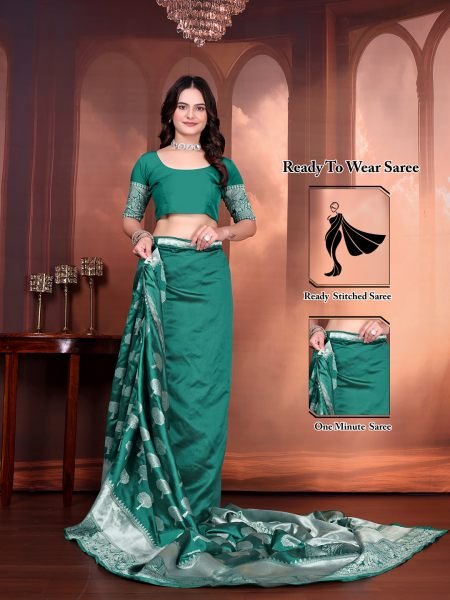 Ready to Wear Jacquard Pure Silk Saree Daily Deals