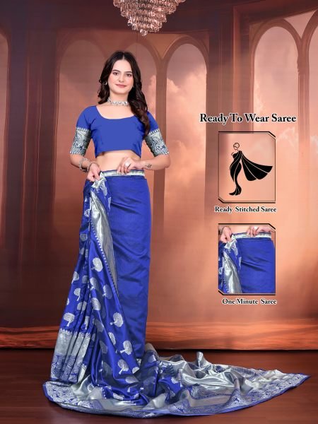 Ready to Wear Jacquard Pure Silk Saree Daily Deals