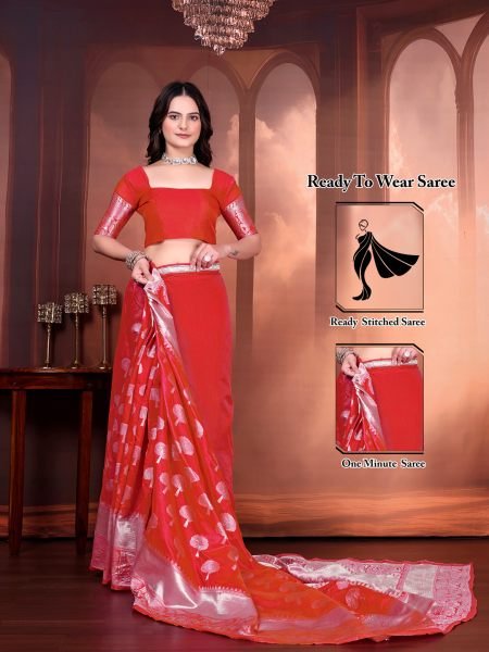 Ready to Wear Jacquard Pure Silk Saree Daily Deals