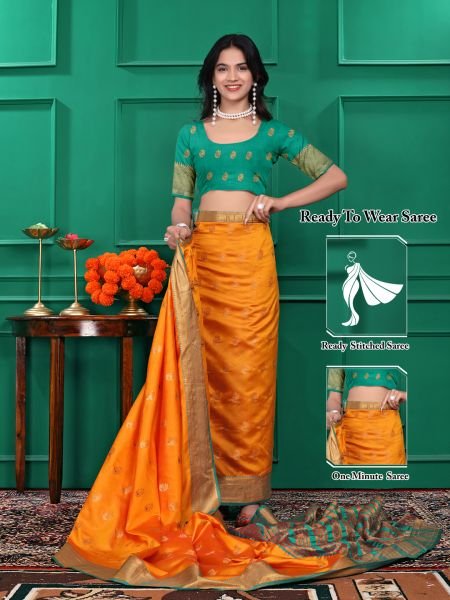 Ready to Wear Jacquard Pure Silk Saree Daily Deals