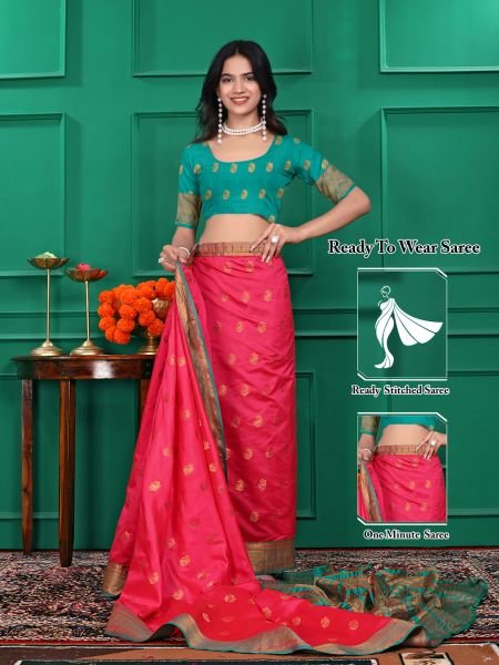 Ready to Wear Jacquard Pure Silk Saree Daily Deals