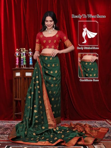 Ready to Wear Jacquard Pure Silk Saree Daily Deals