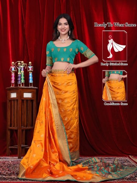 Ready to Wear Jacquard Pure Silk Saree Daily Deals