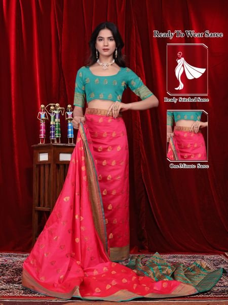 Ready to Wear Jacquard Pure Silk Saree Daily Deals