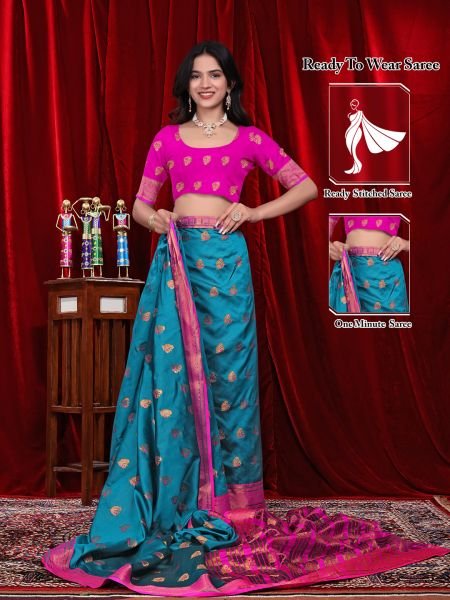 Ready to Wear Jacquard Pure Silk Saree Daily Deals