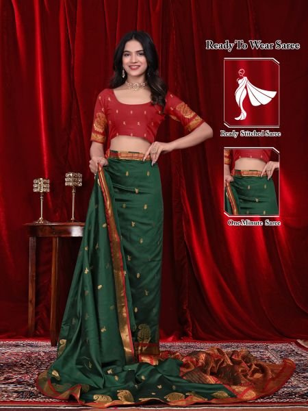Ready to Wear Jacquard Pure Silk Saree Daily Deals