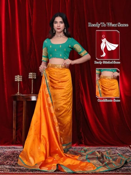 Ready to Wear Jacquard Pure Silk Saree Daily Deals