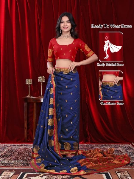 Ready to Wear Jacquard Pure Silk Saree Daily Deals