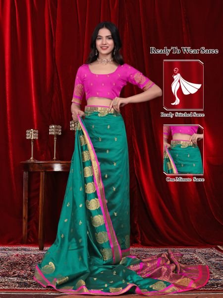 Ready to Wear Jacquard Pure Silk Saree Daily Deals