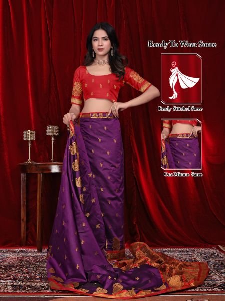 Ready to Wear Jacquard Pure Silk Saree Daily Deals