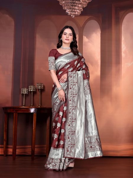 Ready to Wear Jacquard Pure Silk Saree Ready To Wear Sarees