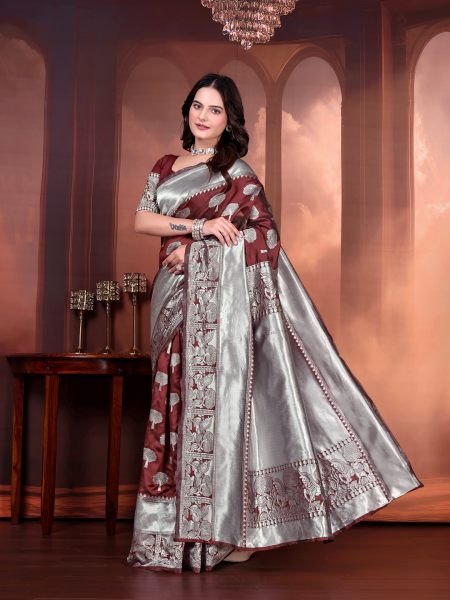 Ready to Wear Jacquard Pure Silk Saree Ready To Wear Sarees