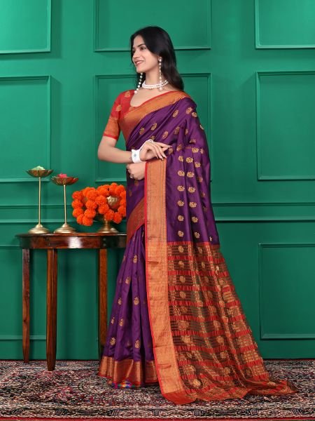Ready to Wear Jacquard Pure Silk Saree Ready To Wear Sarees