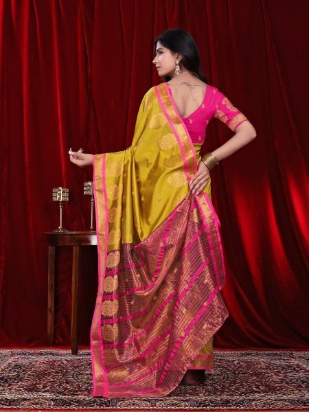Ready to Wear Jacquard Cotton Silk Saree Ready To Wear Sarees
