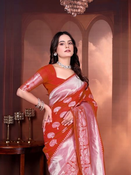 Ready to Wear Jacquard Pure Silk Saree Ready To Wear Sarees