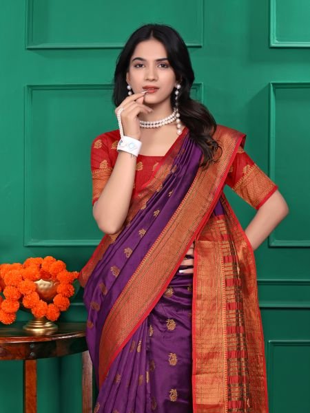 Ready to Wear Jacquard Pure Silk Saree Ready To Wear Sarees