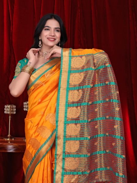 Ready to Wear Jacquard Pure Silk Saree Ready To Wear Sarees