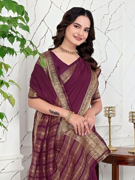 Ready to Wear Jacquard Saree in Crepe Banarasi Fabric Ready To Wear Sarees