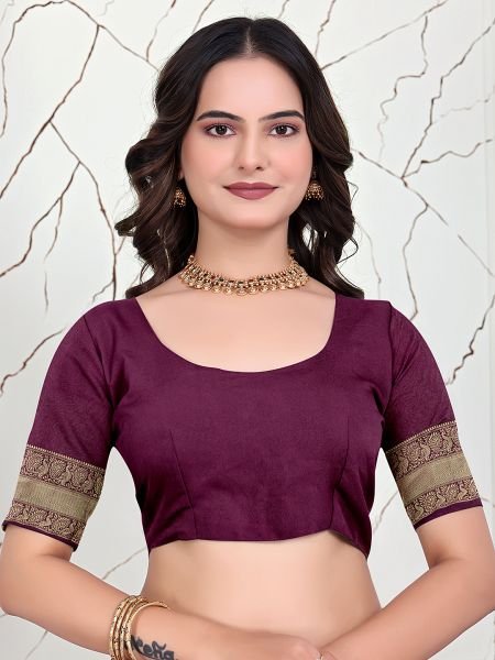 Ready to Wear Jacquard Saree in Crepe Banarasi Fabric Ready To Wear Sarees