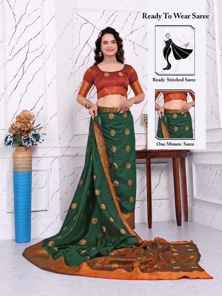 Ready to Wear Pure Banarasi Silk Saree with Jacquard   Woven Weaving Work Saree
