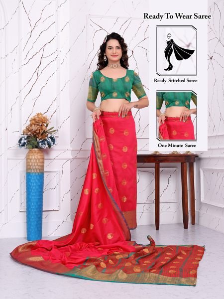 Ready to Wear Pure Banarasi Silk Saree with Jacquard   Woven Weaving Work Daily Deals