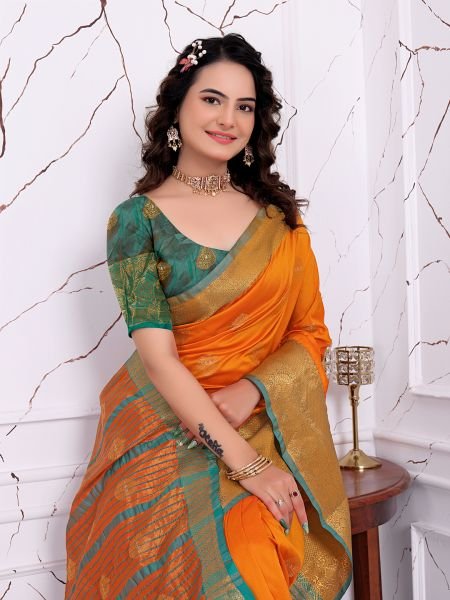 Ready to Wear Pure Banarasi Silk Saree with Jacquard   Woven Weaving Work Ready To Wear Sarees