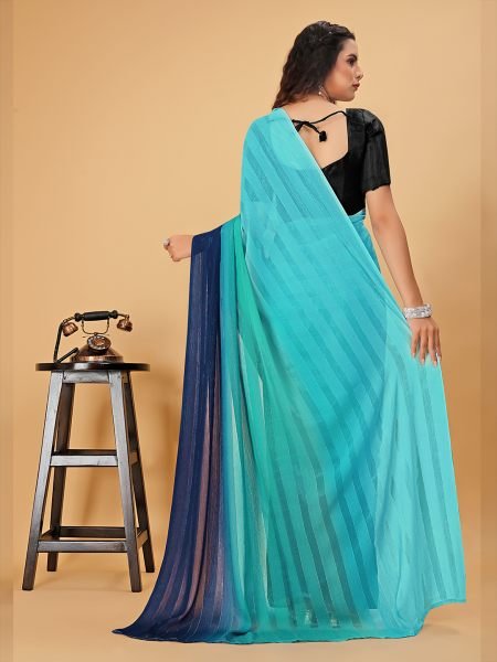 Ready To Wear Woven Chiffon Foli Print Work Two Tone Saree Ready To Wear Sarees