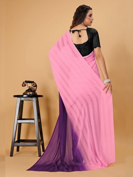 Ready To Wear Woven Chiffon Foli Print Work Two Tone Saree Ready To Wear Sarees