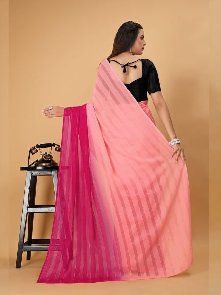 Ready To Wear Woven Chiffon Foli Print Work Two Tone Saree Ready To Wear Sarees