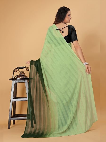 Ready To Wear Woven Chiffon Foli Print Work Two Tone Saree Ready To Wear Sarees