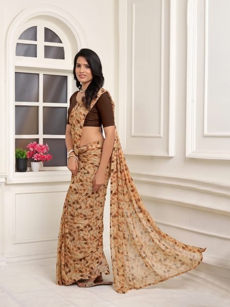 Redy To Wear FLoral Printed Georgette Chiku Sraee Ready To Wear Sarees