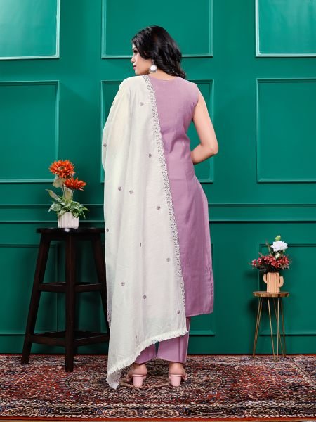 Roman Silk Embroidered Kurta Pant Set with Georgette Dupatta   Stitched Party   Festive Wear Set for Women Kurta Sets