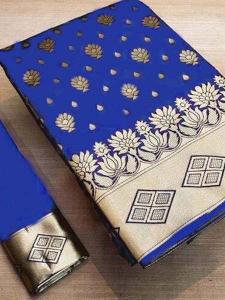 Royal Blue Banarasi Pure Silk Saree with Gold Zari for Weddings Sale