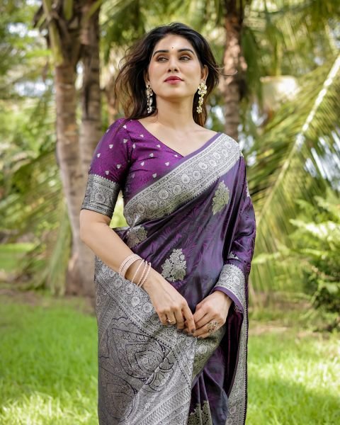 Satin Banarasi Silk Woven Saree Daily Deals