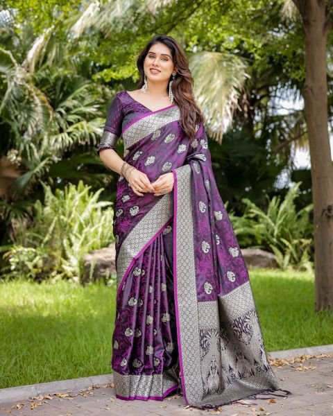 Satin Banarasi Silk Woven Saree Daily Deals