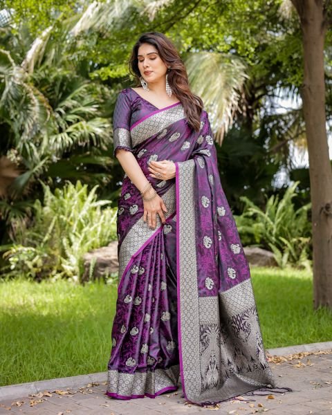 Satin Banarasi Silk Woven Saree Banarasi Sarees
