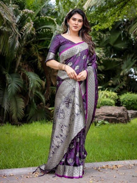 Satin Banarasi Silk Woven Saree Banarasi Sarees