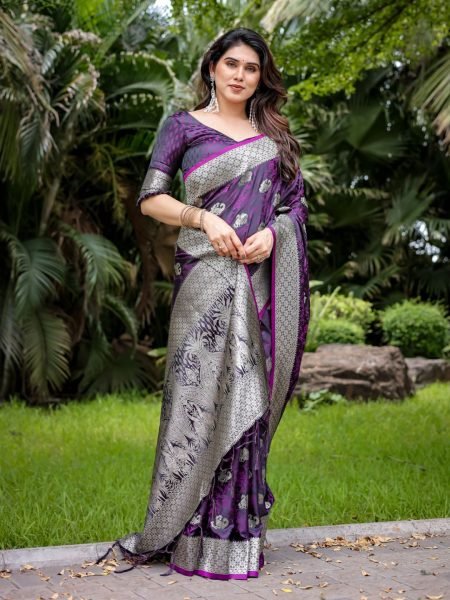 Satin Banarasi Silk Woven Saree Banarasi Sarees