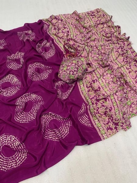 Satin Silk Saree with Ajrakh Inspired Print   Circular Pallu Design 